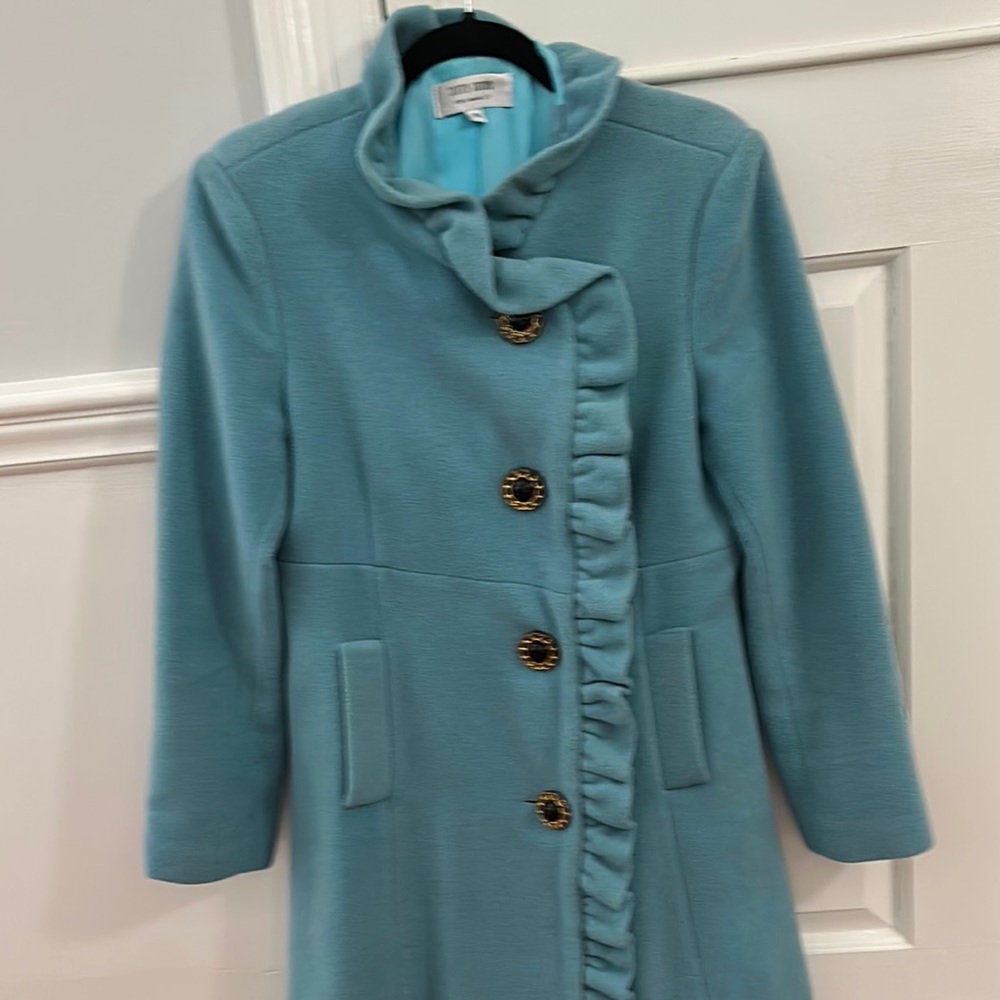 Skirtin Around Blue Ruffle Coat